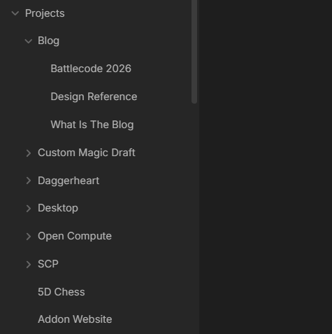 Snippet of the Projects folder in the File Explorer