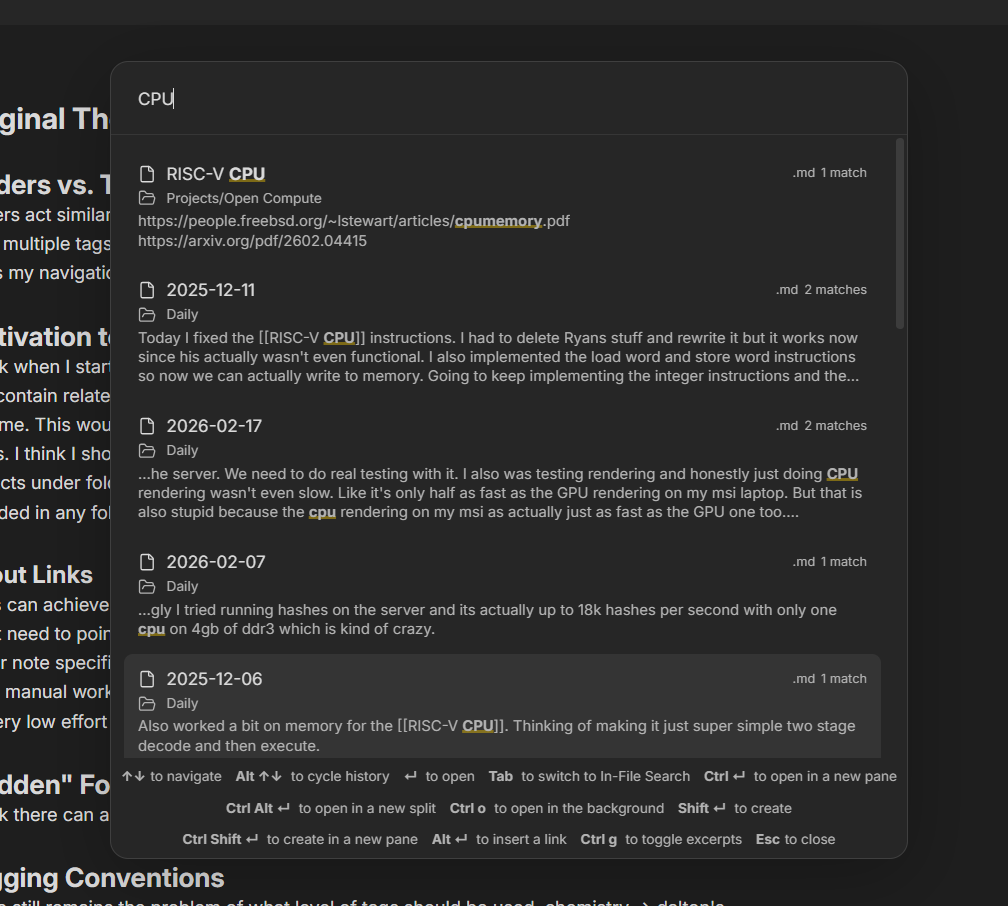 The Omnisearch window in Obsidian